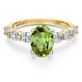 thumbnail image 3 of Gem Stone King 14K Two Tone Gold Green Peridot and Lab Grown Diamond Engagement Ring for Women | 3.00 Cttw | Oval 9X7MM | Gemstone August Birthstone | Size 8, 3 of 6