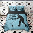 thumbnail image 3 of Erosebridal Grunge Hockey Silhouette Twin Bedding Sets, Sport Bedding Comforter Set for Men and Boys, Black Reversible 7-Piece, 3 of 6