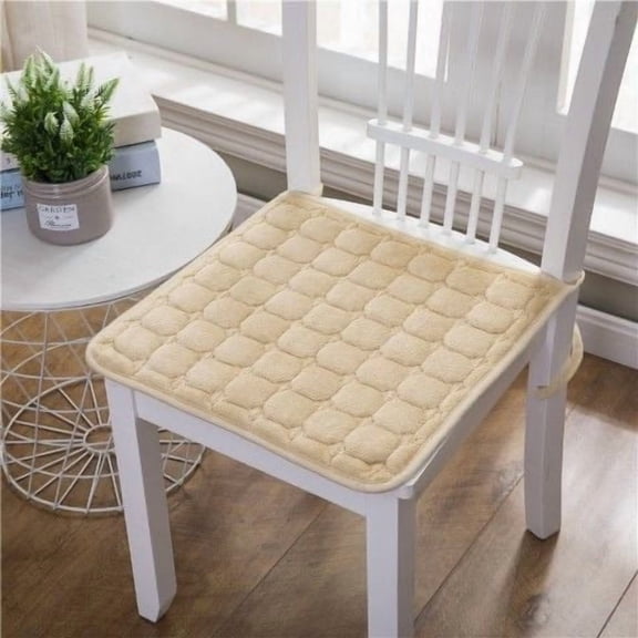 suxuMhao Seat Cushions,4 Packs 15.7×15.7IN Light Yellow Cushion for Chair with Ties-Seat Cushions for Office Chairs,Car Seat Cushion,Cushions for Kitchen Chairs,Winter plush seat cushion