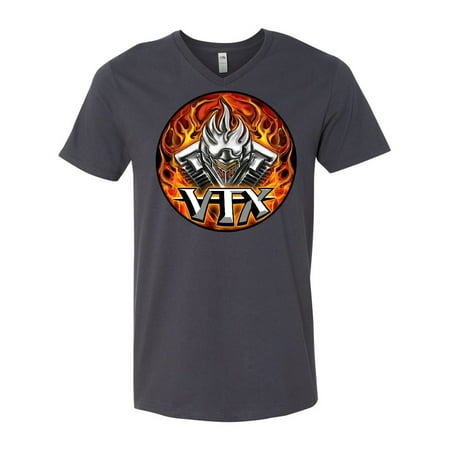 - VTX Flaming Motor Men's V-Neck T-Shirt WickedApparel by Michael Spano