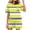 Yellow, variant on Abomasnow Lounge Sets for Women Casual Short Sleeve Crew Neck T-Shirts and Elastic Waist Shorts 2 Piece Stripe Print Pajama Outfits