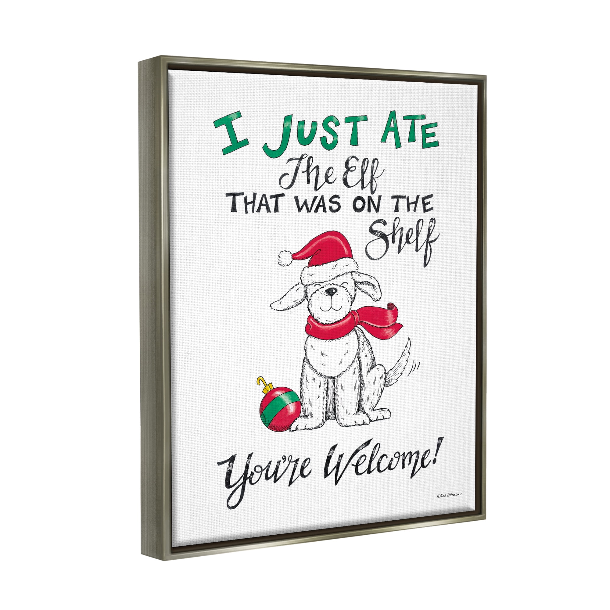 Stupell Industries Funny Christmas Dog Phrase Holiday Painting Gray Floater Framed Art Print Wall Art, 25 x 31