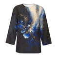 thumbnail image 6 of Craaazy Women's Boho Print Loose Casual Round Neck 3/4 Sleeve T-Shirt Gifts, 6 of 7