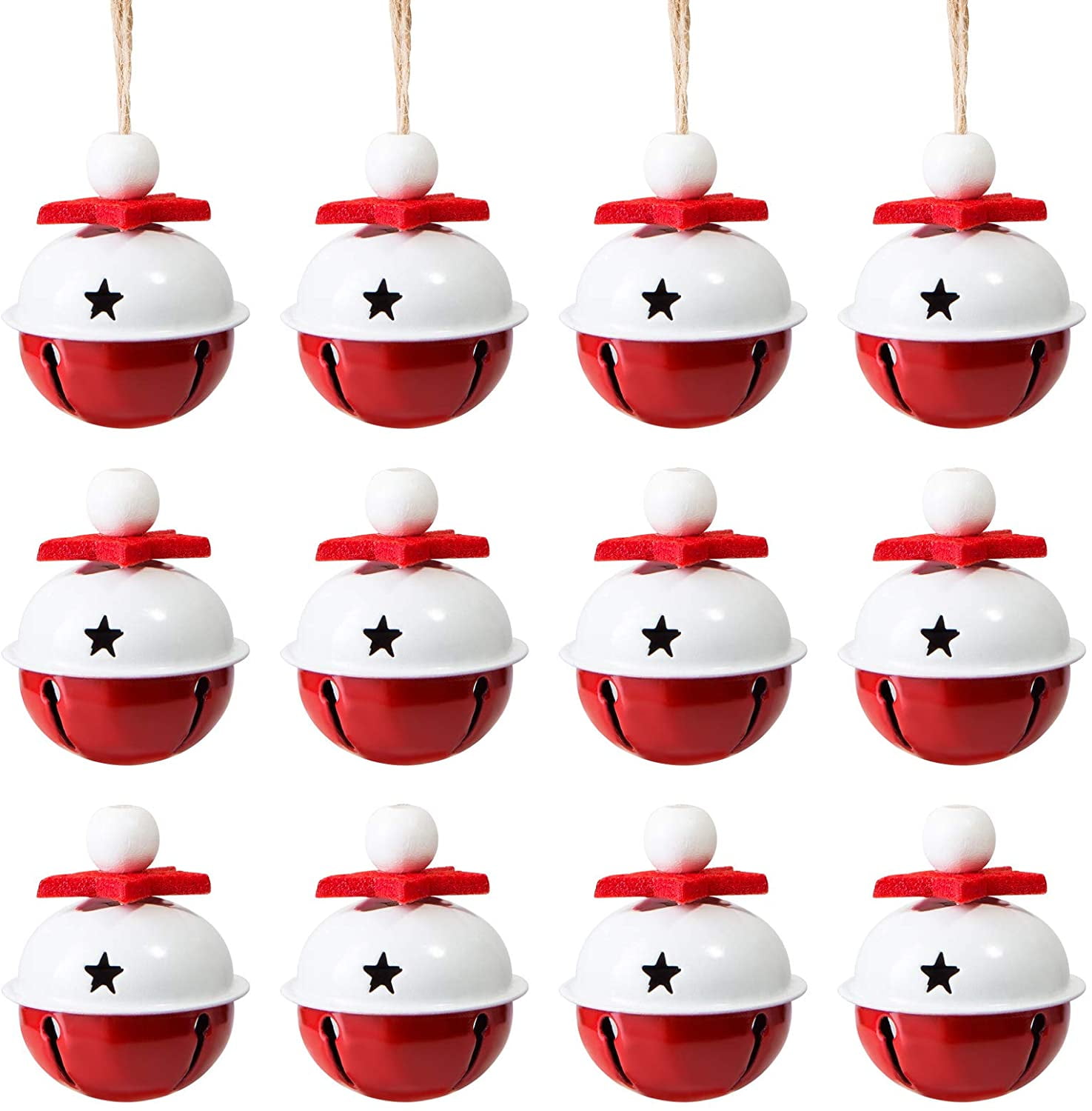 60 Pack 1 Inch Jingle Bells For Craft Festival Decoration with 65 Foot Red Cord 
