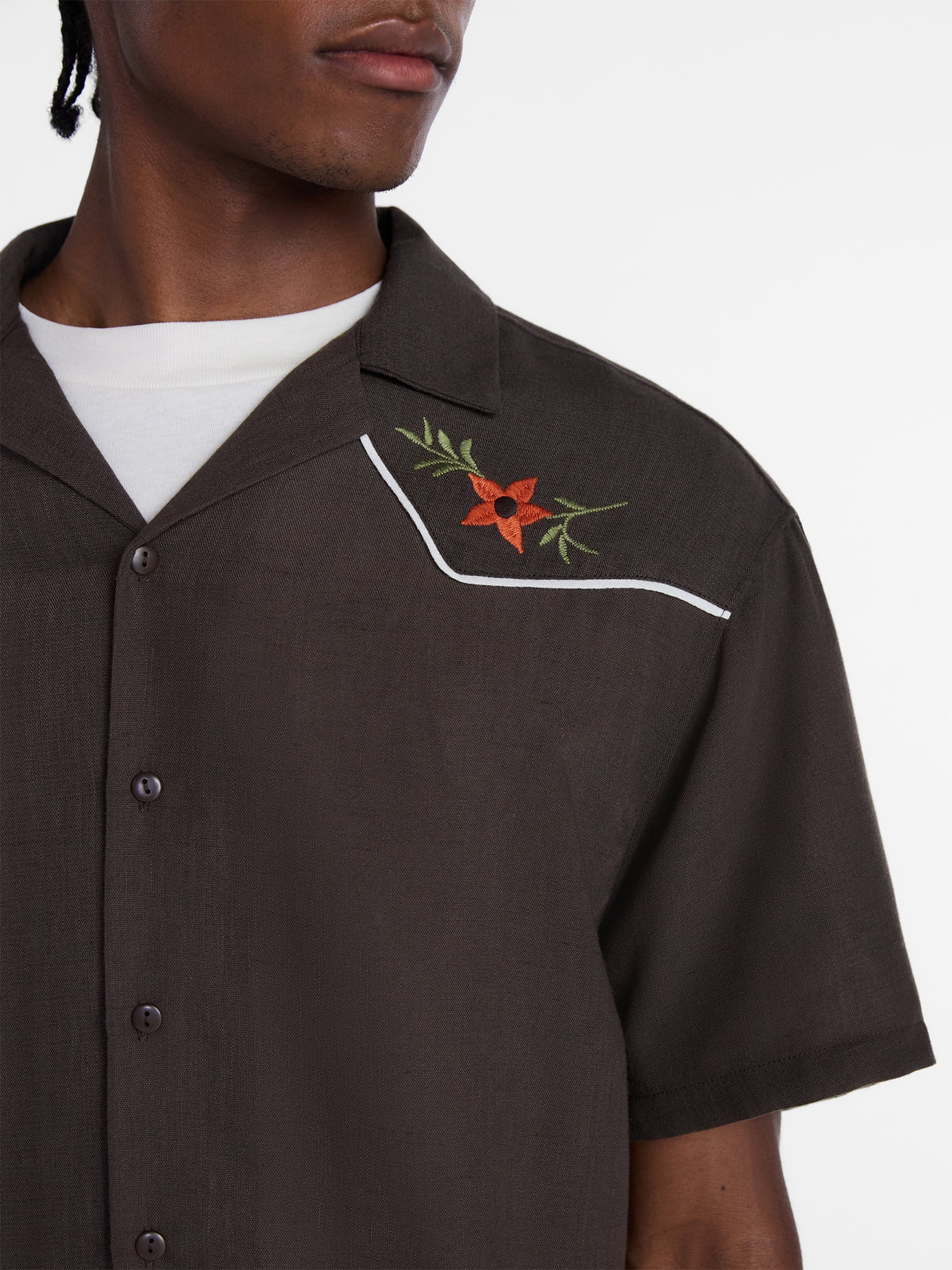 No Boundaries Embroidered Western Shirt with with Short Sleeves, Men's XS-5XB