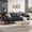 Black77inch, variant on 83" Faux Leather Sofa,Mid Century Modern Convertible Futon Sofa Bed with Adjustable Backrest,Side Pockets,3-Seater Couch for Living Room,Office,Brown