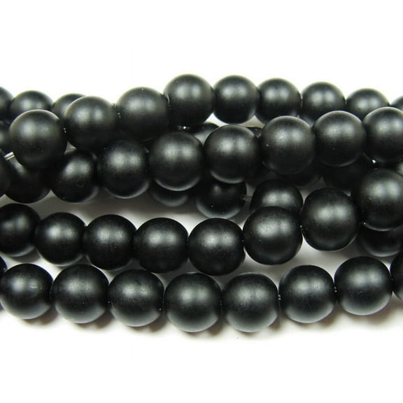 12mm 15.5 Inches Black Matte Glass Round Beads Genuine Gemstone Natural Jewelry Making