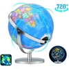 9" 720° Rotation Educational Ar World Globe For Kids & Adults Desktop Geographic