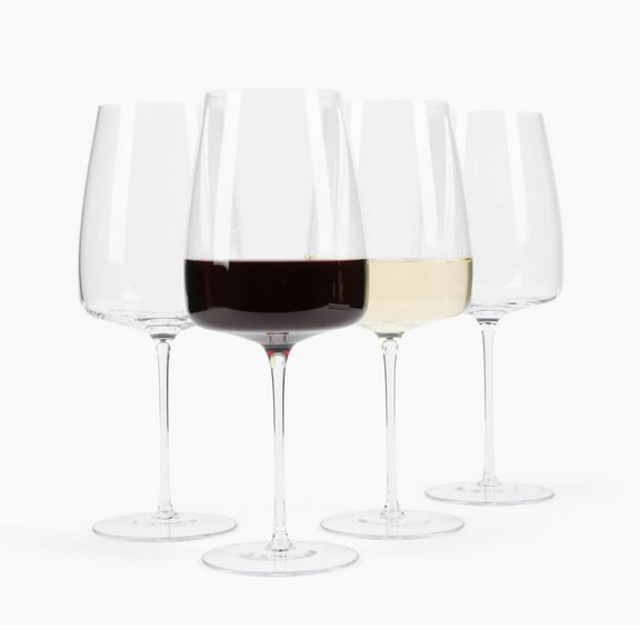 Set of 4 Wine Glasses 20.3 oz | Hand Blown Lead Free Crystal | Use for White and Red Wine