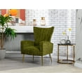 thumbnail image 2 of Modern Accent Chair with Metal Legs Armchair, Single Sofa Couch Velvet Fabric Chair Club Chair for Home Office Study Living Room Vanity Bedroom(Olive), 2 of 8