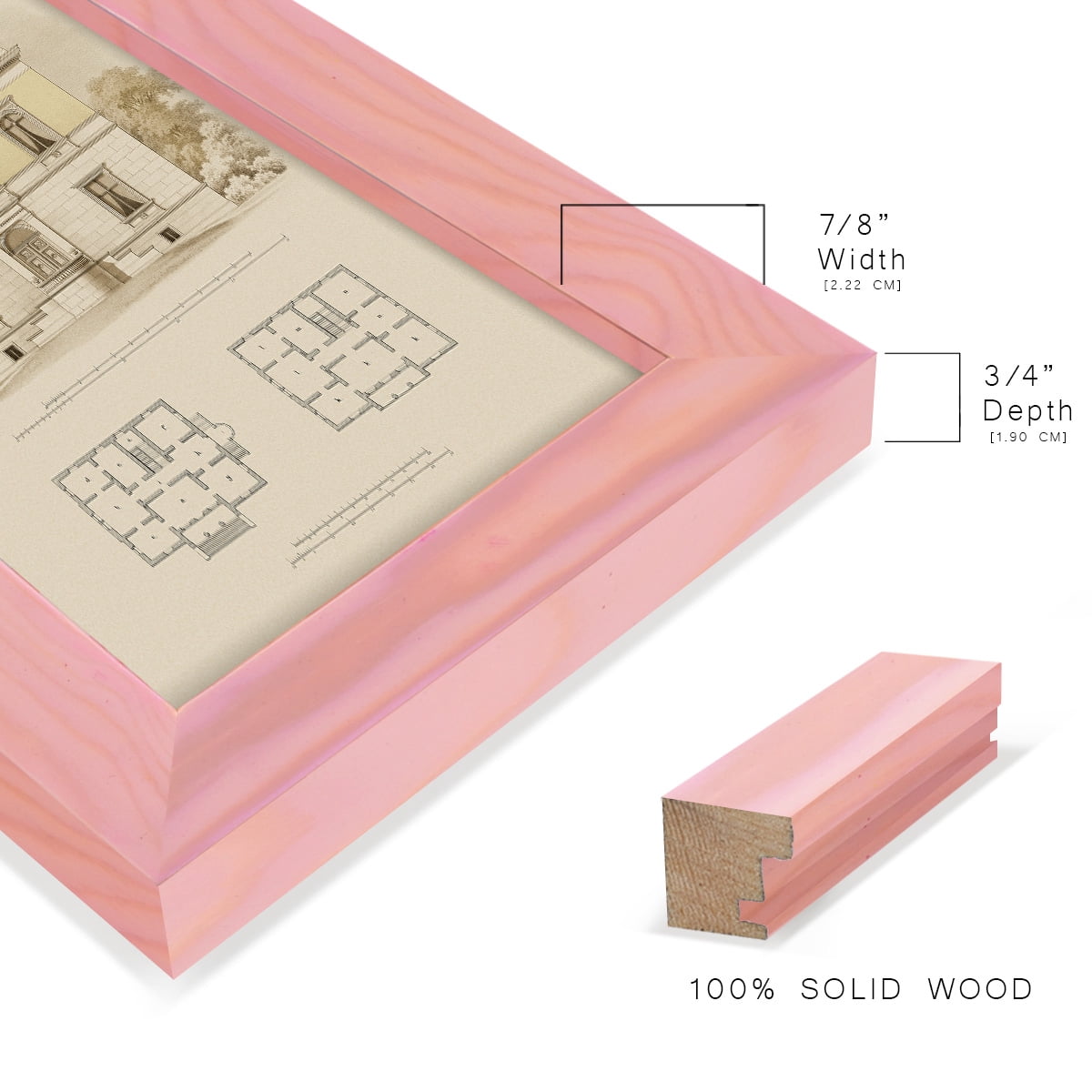 Estate and Plan V -Framed Print w/glass-Sunset Pink