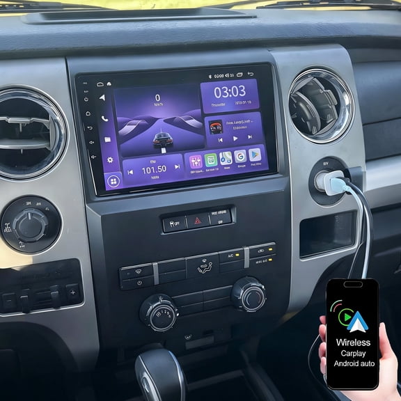 Geabo Car Radio for Ford F150 2009-2014 with Wireless Carplay Android Auto, Android Car Stereo 9 Inch Touch Screen Support GPS Navigation WiFi Bluetooth FM/RDS Mirror Link SWC  Backup Camera
