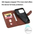 thumbnail image 3 of ELEHOLD Wallet Case for iPhone 14 Pro Max 6.7", Zipper Pocket Card Slots Kickstand Magnetic Clasp Full Body Shockproof Purse Case for iPhone 14 Pro Max, Brown, 3 of 9