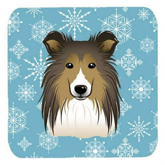 Snowflake Sheltie Foam Coasters, Set Of 4