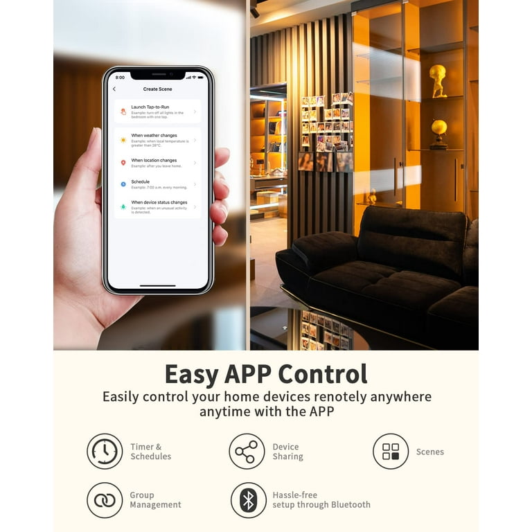 HAPYTHDA Smart Plug with Remote, 2.4GHz Wi-Fi & RF433 Wireless Remote  Control Outlet Light Switch, Works with Smart Life/Tuya APP, Compatible  with Alexa/Google Home, White 