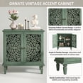 thumbnail image 4 of iooHug Vintage Hollow-Carved Accent Cabinet, 2-Door Storage Sideboard with Adjustable Shelf and Solid Wood Legs, for Living Room, Entryway,Green, 4 of 9
