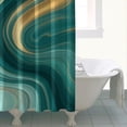 thumbnail image 4 of Teal Marble Gold Wave Pattern Shower Curtain 84"x72" ,Bathroom Decorative Shower Curtains Set with 12 Hooks,Modern Waterproof Washable Shower Curtain, 4 of 6