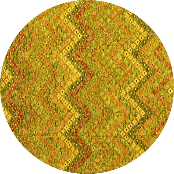 Ahgly Company Indoor Round Southwestern Yellow Country Area Rugs, 4' Round
