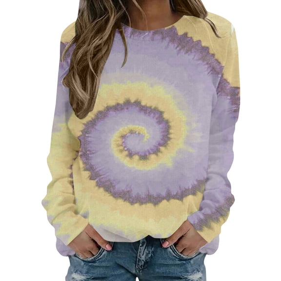 XYAIYT Womens Gradient Color Sweatshirts Lightweight Color Block Fashion Pullovers Ladies Long Sleeved No Hoodies Top