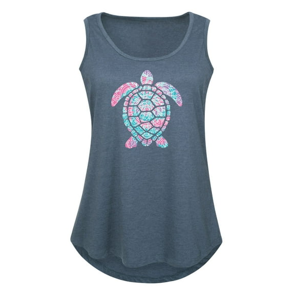 Instant Message - Tie Dye Mandala Turtle - Women's Racerback Tank Top