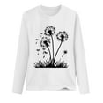 thumbnail image 4 of hxobax Cute Tee Women Fall Tops Dandelion Floral Basic Tshirts Crewneck Long Sleeve Shirts Tunic Top, 4 of 5