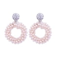thumbnail image 1 of Minnieouse Pendientes colgantes elegantes hechos a mano para mujer, ligeros e hipoalergénicos, exquisitos pendientes tejidos, color rosa claro Type1 NO1, 1 of 6