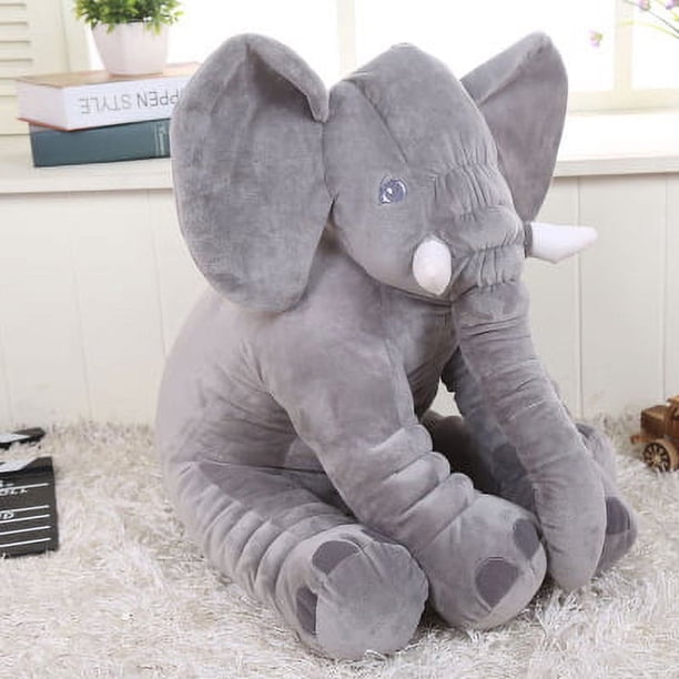 Animal de peluche de elefante, almohada de elefante grande y suave, juguetes de peluche tostados, decoración de la habitación de niños y niñas valientes, regalos divertidos de elefante de peluche para mujeres y niños (1 pieza, gris, 28 * 33 cm) JM