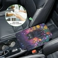 thumbnail image 5 of Renewold Black Cat Floral Galaxy Auto Center Console Cover Non-slip Soft Armrest Storage Box Mat Scratch Resistant Middle Console Cover Arm Rest Pad Car Interior Decor Accessories, 5 of 9