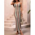 thumbnail image 4 of Tank Dress for Women Casual Maxi Dresses Fitted Square Neck Beach Vacation Bohemian Sundress Khaki L, 4 of 9