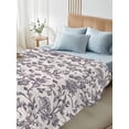 thumbnail image 4 of Spring Flowers King Size Flat Sheet, Wrinkleproof & Fadeproof Cooling Flat Bed Sheet Only, Farmhouse Purple Pastoral Floral Leaf Breathable Soft Bedding Top Sheets 105 x 98 Inches, 4 of 8