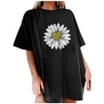 thumbnail image 1 of Hauts d'Été pour les Femmes 2023 Femmes Peu Marguerite Impression Col Rond Manches Courtes T-shirt Top Chemisier Pull, 1 of 5