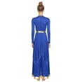 thumbnail image 2 of Sholeno Womens Liturgical Praise Dance Outfits Worship Dancewear Overlay Dress with Wide-Leg Pants 2-Piece Sets Royal Blue M, 2 of 7