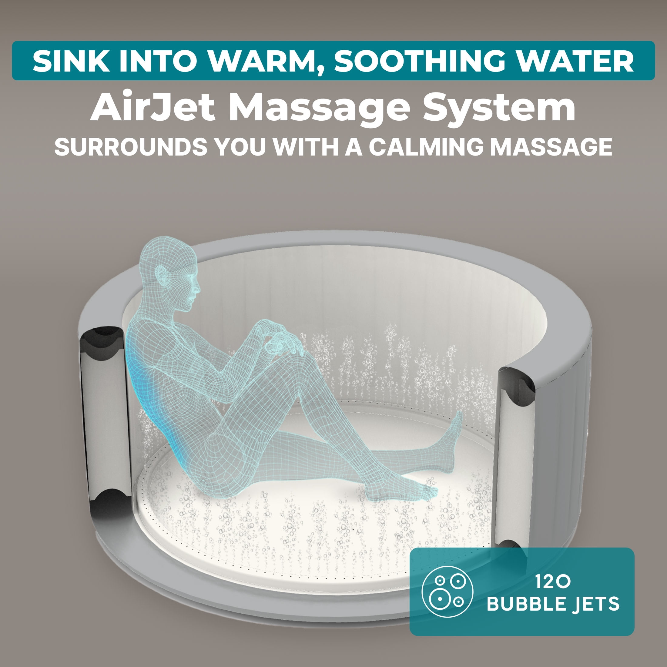 Bestway SaluSpa Hot Springs Energy Efficient Smart AirJet 2-4 Person Inflatable Round Hot Tub Spa