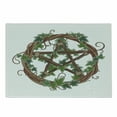 thumbnail image 1 of Pentacle Cutting Board, Vine Wreath with Ivy on Intertangled Twigs Forming Pentagram, Decorative Tempered Glass Cutting and Serving Board, Small Size, Olive Green Jade Green, by Ambesonne, 1 of 1
