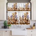 thumbnail image 3 of Kitchen Window Curtains Valance and Tier Set, Easter Rabbits Flowers Eggs Rod Pocket Tier Curtain Valance Set, Coffee Colors Bunnies Light Filtering Cafe Curtains for Bedroom Living Room, 3 of 9