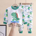 thumbnail image 2 of NOLDARES Toddler Boys Jammies 2 Piece Pajama Set Long Sleeve Crewneck Top with Elastic Waist Pants Cotton Sleepwear 6-12 Months 12-24 Months 2t 3t 4t 5t 6t 7t 8t 9t Children,Green,3-4 Y, 2 of 4