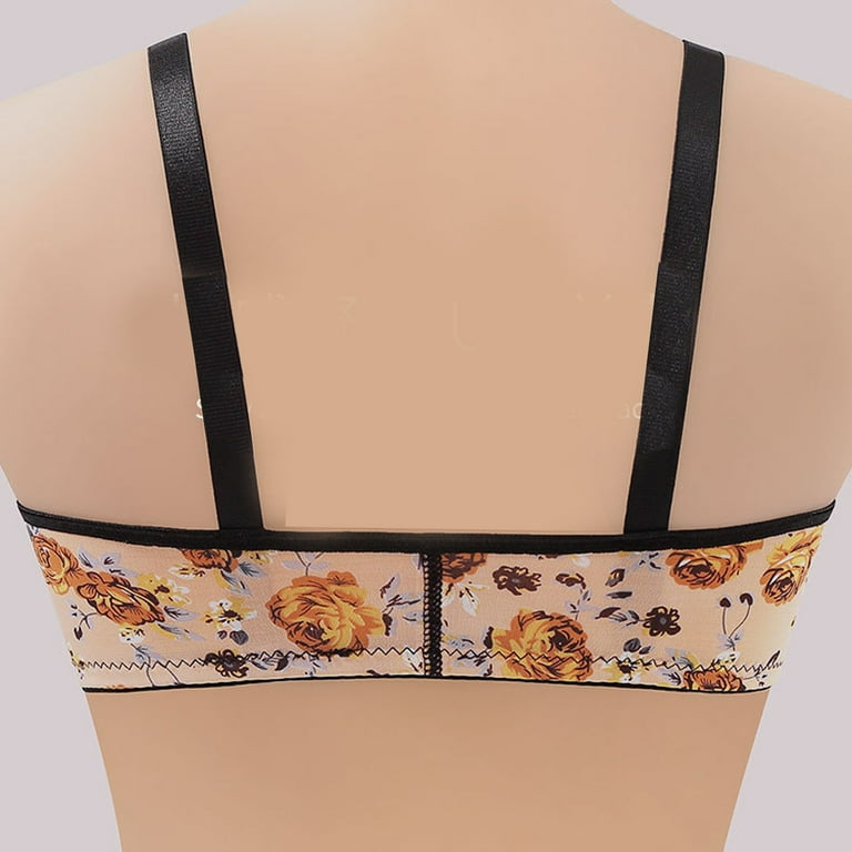 Qcmgmg Strapless Bra Push Up No Wire Floral Push Up Women's