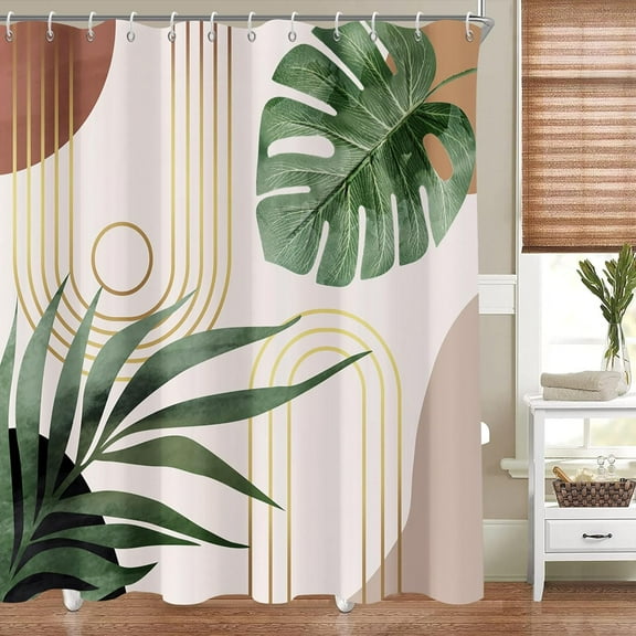 Boho Shower Curtains for Bathroom Boho Decor Mid Century Botanical Shower Curtain - 72" x 72" Bohemian Leaf Abstract Waterproof Colorful Bath Curtain, Brighten Up Your Bathroom