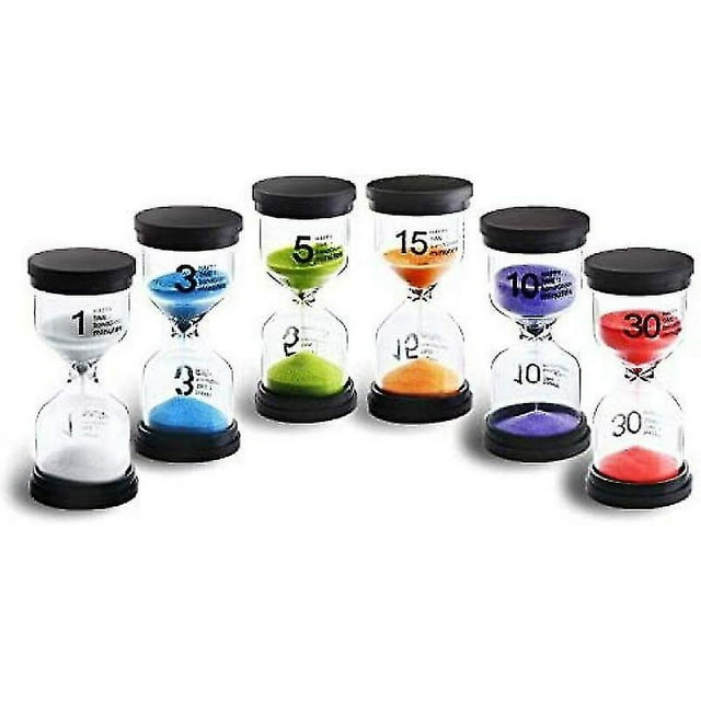 Shock-Resistant Sand Timer, Durable & Safe Material Hourglass For Exercising, Cooking, And Classroom Activities (6PCS)