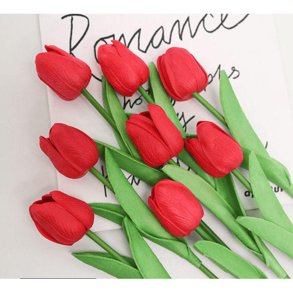 Nvzi -b 12pcs Tulip Artificial Flowers, Fake flowers, Flores Artificiales Para, Wedding Decor, Red