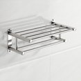 thumbnail image 2 of Large Towel Rack with Shelf large towel rack Stainless Steel Double Towel Bar Dual Hanger Storage Organizer Wall Mount, Without Hook, 2 of 7