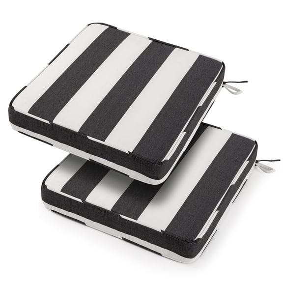 18x18x3 Inch Outdoor Square Corner Chair Cushions with Ties Set of 2, Water&Fade Resistant Thick Seat Cushion Pads for Garden Patio Dining Porch Furniture