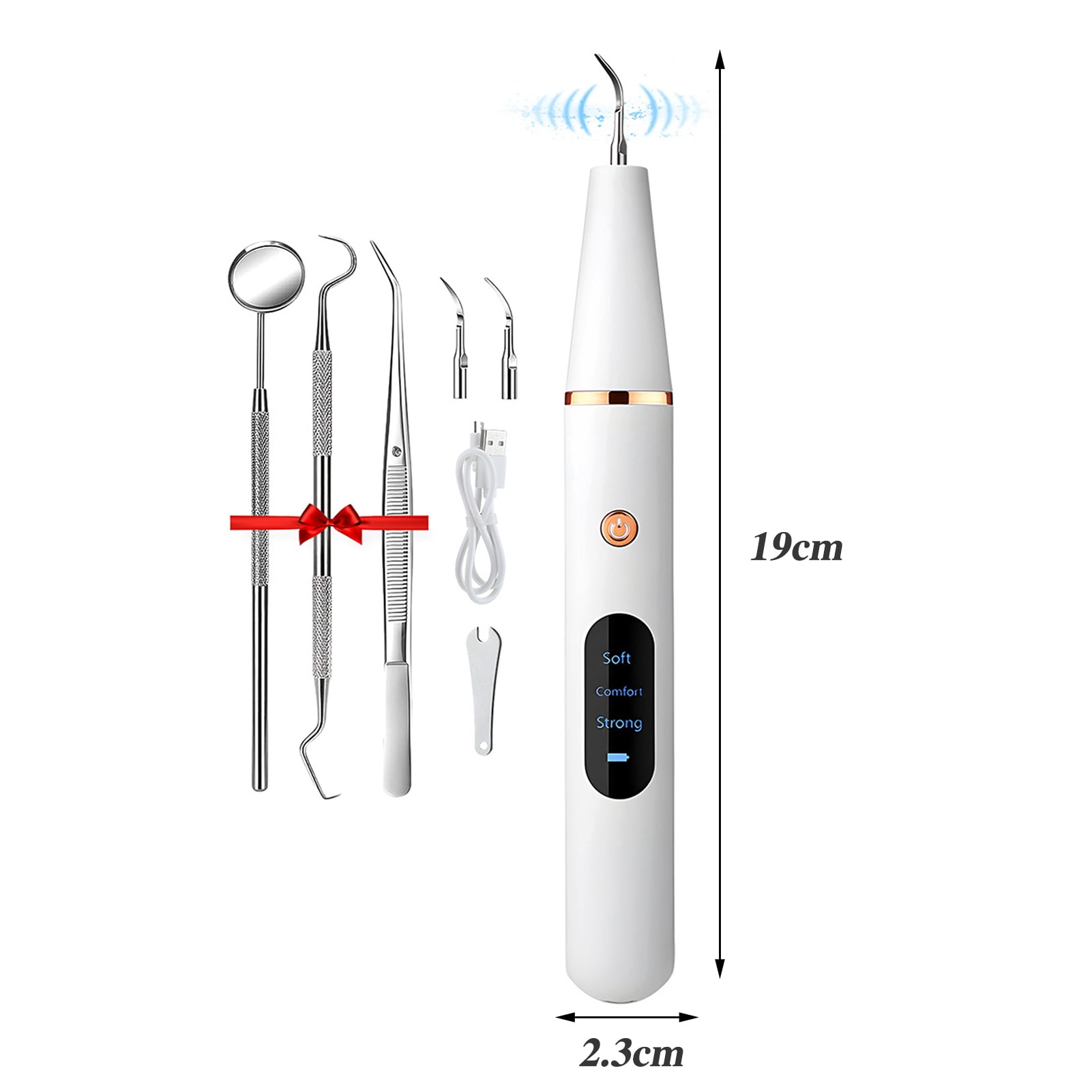 GZCW Ultrasonic Teeth Plaque Remover Portable Electric Dental Scaler USB Rechargeable Dental Calculus Removal Device Tartar Eliminator Teeth Cleaning Tools