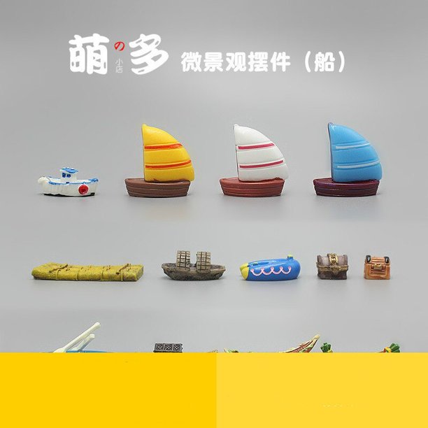 Ocean Sailboat Small Retro Triangular Ship Sea Sailing Raft Aquarium Landscape DIY Potted Succulents Decorations Toys Home DecorK He Qiyong unisex