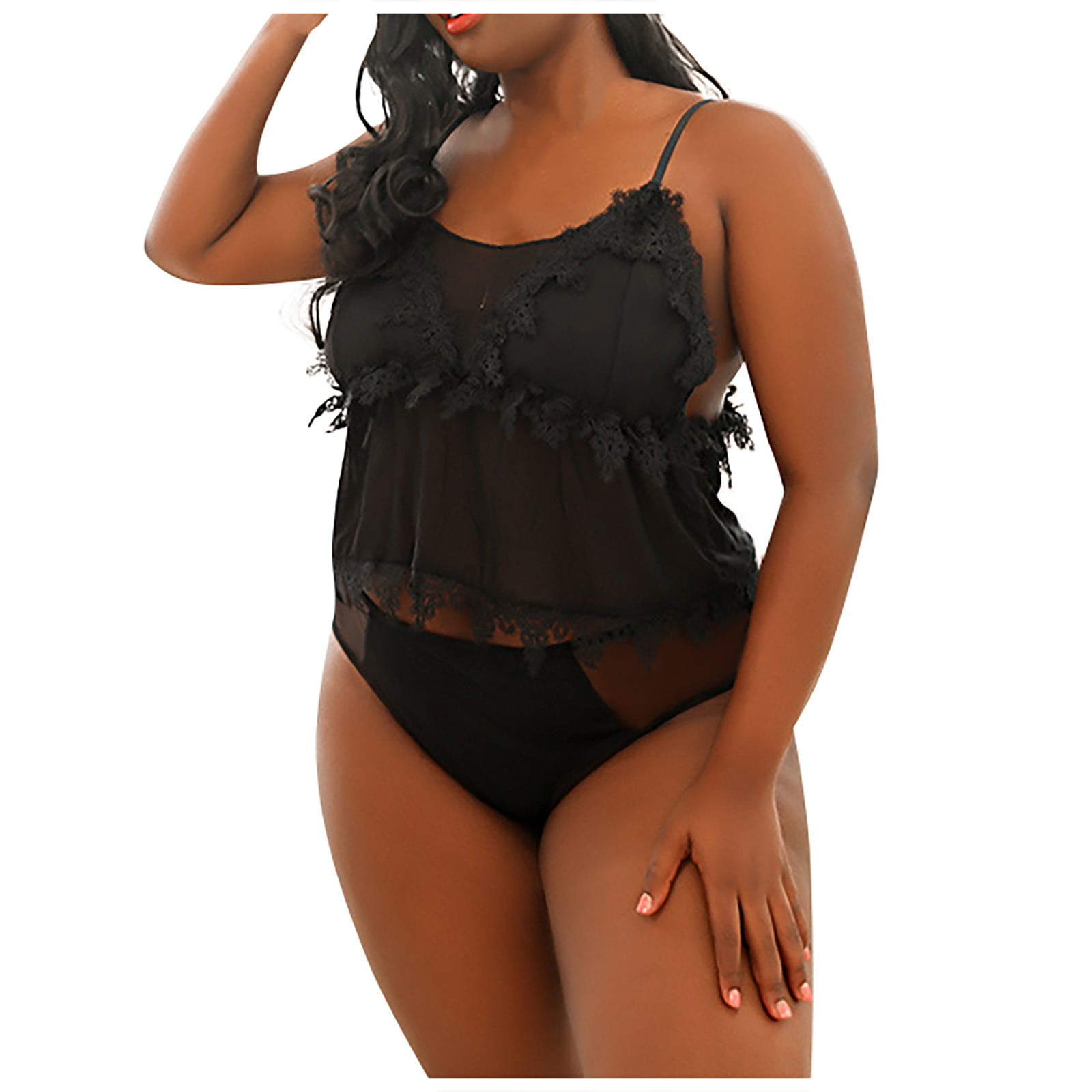 OVTICZA Womens Teddy High Waisted and Panty Sets Lace Ruffle Lingerie Plus Size Babydoll Sexy Lingerie Set Black 3XL - Walmart.com