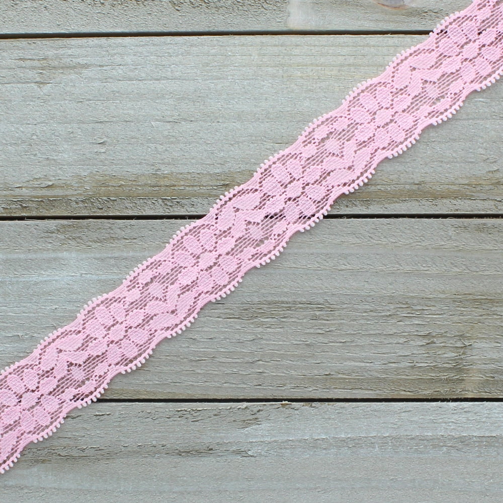 Ribbon Traditions 7/8" Stretch Elastic Lace Trim Peach 25 Yards