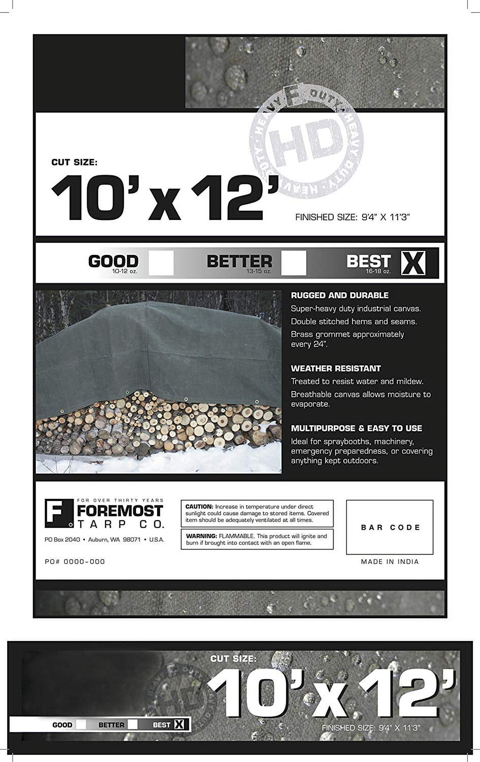 Dry Top 12 ft. W x 16 ft. L Heavy Duty Canvas Tarp Olive - image 3 of 4