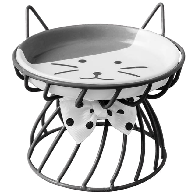 Bol pour Chat Surélevé en Céramique : Bol Rond pour Chiot, Bol d'Alimentation pour Chaton avec Support
