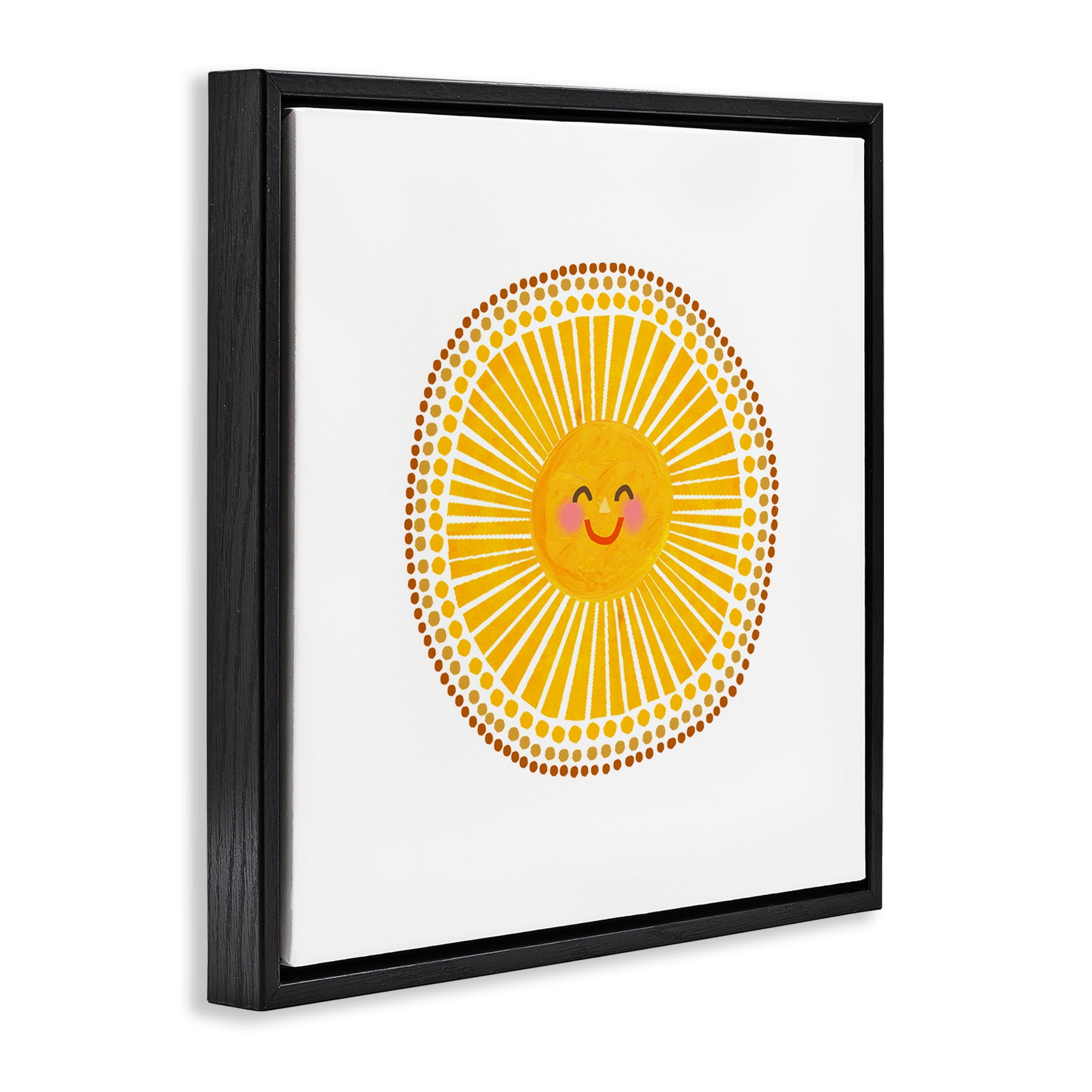 Stupell Industries Yellow Sun's Smile Black Framed Floater Canvas Wall Art, design by Katherine Herrell Studio