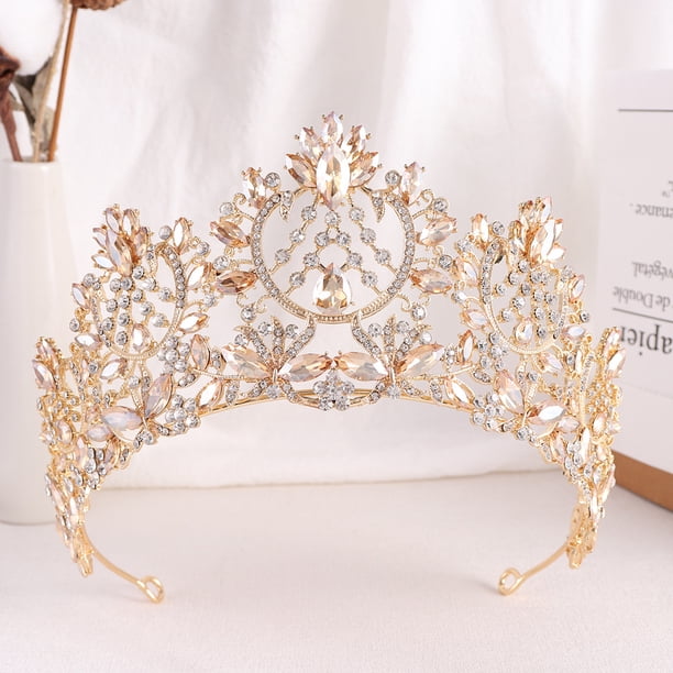 Zhuge Tiara de boda para novia, diadema de princesa, corona nupcial, joyería para el cabello con diamantes de imitación de cristal, decoración para novia, cumpleaños, graduación, boda (A)